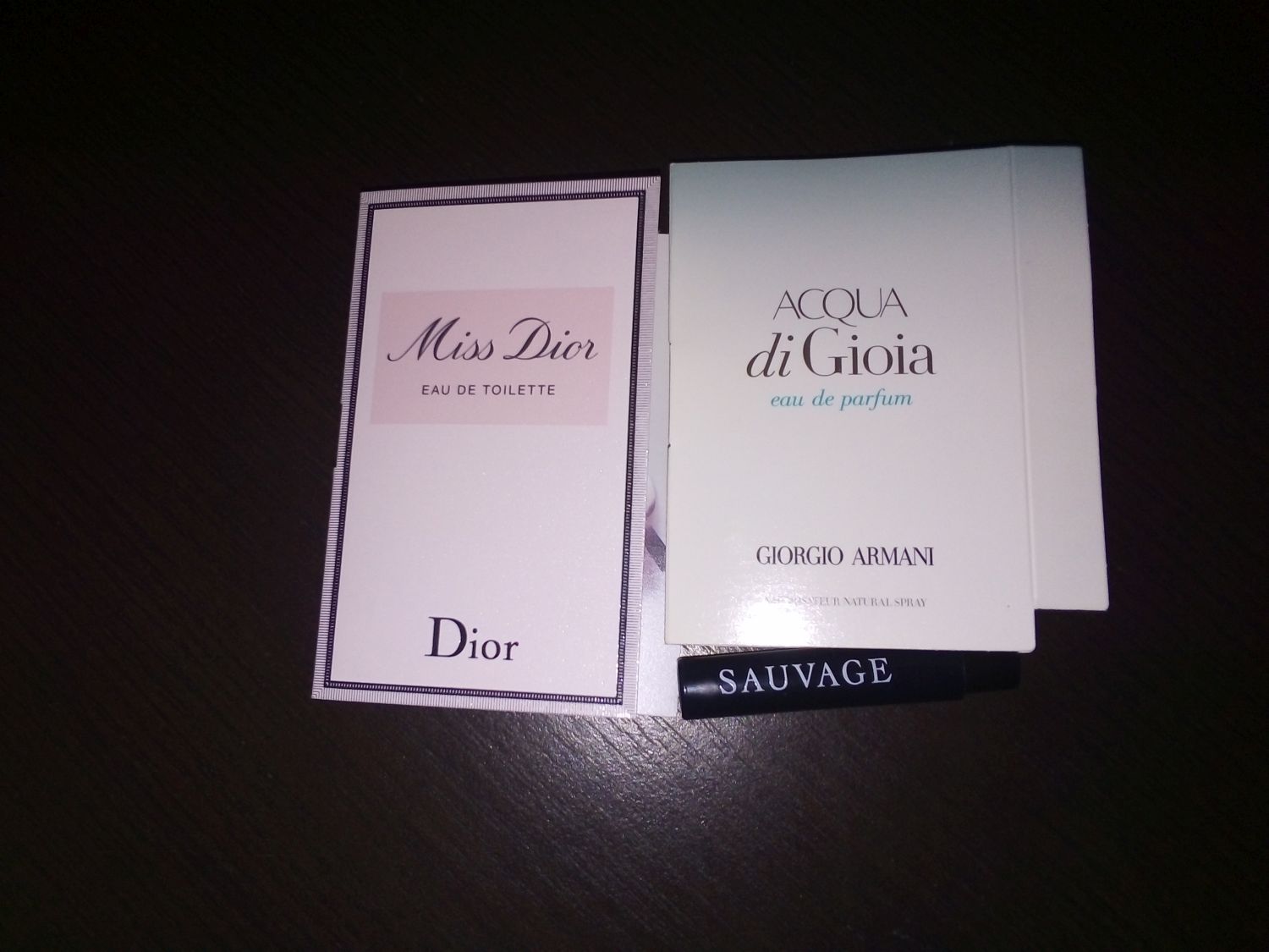 miss dior, aqua di gioia and sauvage perfumes
